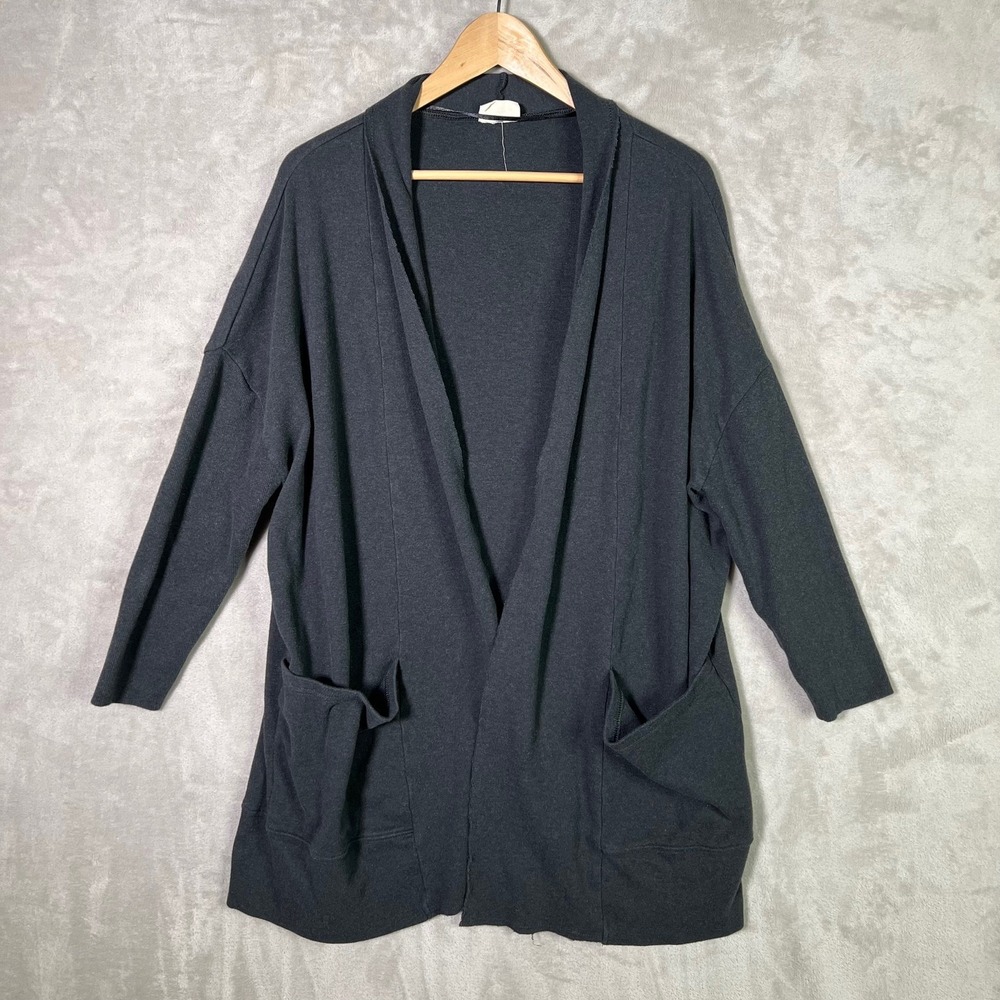 Pact Cardigan M/L Organic Cotton Airplane Wrap Pocketed Heather Gray Lagenlook